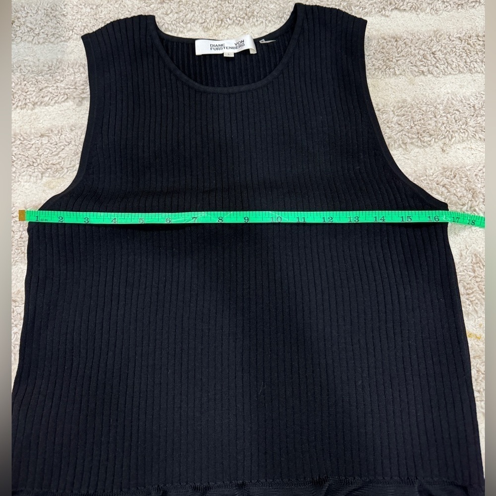 Diane Von Furstenberg blouse tank top ruffles ribbed sweater knit sleeveless - Picture 6 of 8